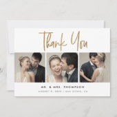 Carte De Remerciements Simple moderne Custom 3 photos Mariages (Devant)
