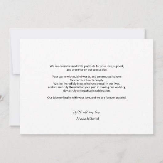 Carte De Remerciements Simple moderne Custom 3 photos Mariages (Dos)