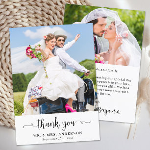 Carte De Remerciements Simple moderne Cute Chic Mariage photo personnalis