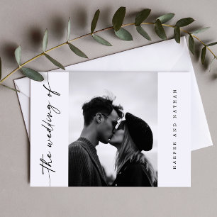 Carte De Remerciements Simple Moderne Écriture Manuscrite Photo Mariage