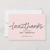 Carte De Remerciements Simple Moderne Écriture Mariage Fushia (Devant)