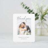 Carte De Remerciements Simple moderne élégant Mariage photo Script (Debout devant)