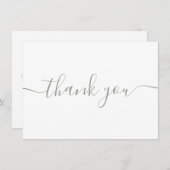 Carte De Remerciements Simple moderne élégant Sage Green Script (Devant / Derrière)