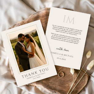 Carte De Remerciements Simple Moderne Élégante Photo Mariage