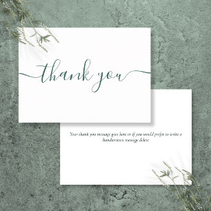 Carte De Remerciements Simple Moderne Émeraude Vert Bordeaux Script