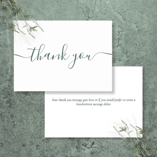 Carte De Remerciements Simple Moderne Émeraude Vert Bordeaux Script