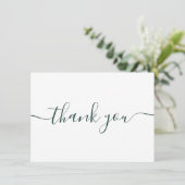 Carte De Remerciements Simple Moderne Émeraude Vert Bourgogne Script (Debout devant)