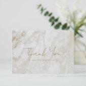 Carte De Remerciements Simple Moderne Marbre Or Élégant Entreprise (Debout devant)