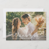Carte De Remerciements Simple moderne Mariage de script de coeur (Devant)