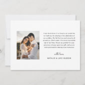 Carte De Remerciements Simple moderne Mariage de script de coeur (Dos)