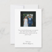 Carte De Remerciements Simple moderne Mariage lettres main 2 Photo person (Dos)