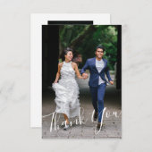 Carte De Remerciements Simple moderne Mariage lettres main 2 Photo person (Devant / Derrière)