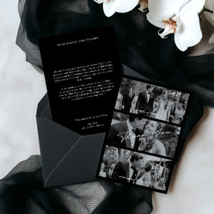 Carte De Remerciements Simple Moderne Minimaliste 3 Photo Mariage