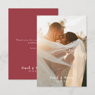 Carte De Remerciements Simple moderne minimaliste Vintage Mariage photo r