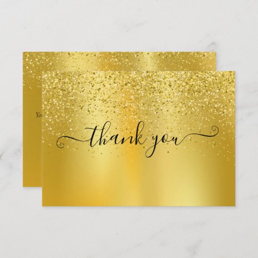 Carte De Remerciements Simple Moderne Paillettes Dorées Écriture Élégante (Devant / Derrière)