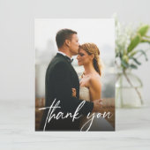 Carte De Remerciements Simple moderne Personnalisé 2 photos Mariages (Debout devant)