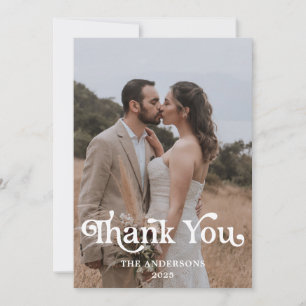 Carte De Remerciements Simple Moderne Photo de Mariage 