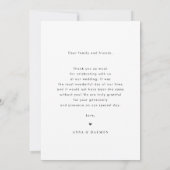 Carte De Remerciements Simple moderne photo et message Mariage minimalist (Dos)