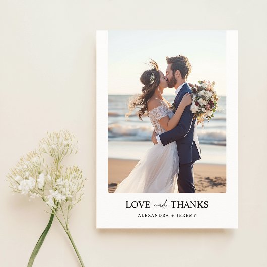 Carte De Remerciements Simple moderne photo Mariage des jeunes mariés