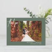 Carte De Remerciements Simple moderne Photo Sage Mariage vert (Debout devant)