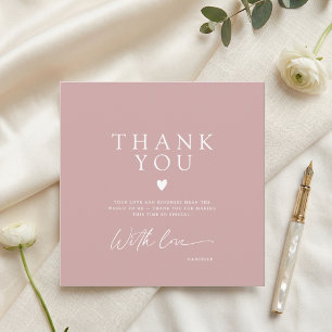 Carte De Remerciements Simple Moderne Rose Pâle