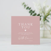 Carte De Remerciements Simple Moderne Rose Pâle (Debout devant)