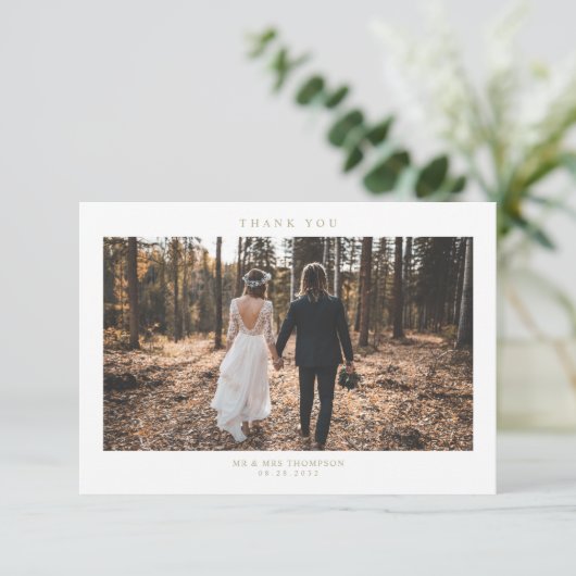 Carte De Remerciements Simple moderne Sage Vert Mariage photo (Debout devant)