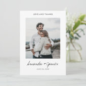 Carte De Remerciements Simple moderne Script Photo Mariage invité (Debout devant)