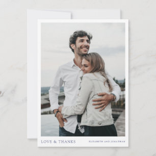 Carte De Remerciements Simple moderne Typographie Bleue Mariage photo