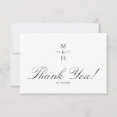 Carte De Remerciements Simple Monogram Minimalist Script Wedding (Devant)
