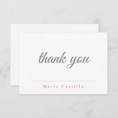 Carte De Remerciements Simple Noir Blanc Minimaliste (Devant / Derrière)