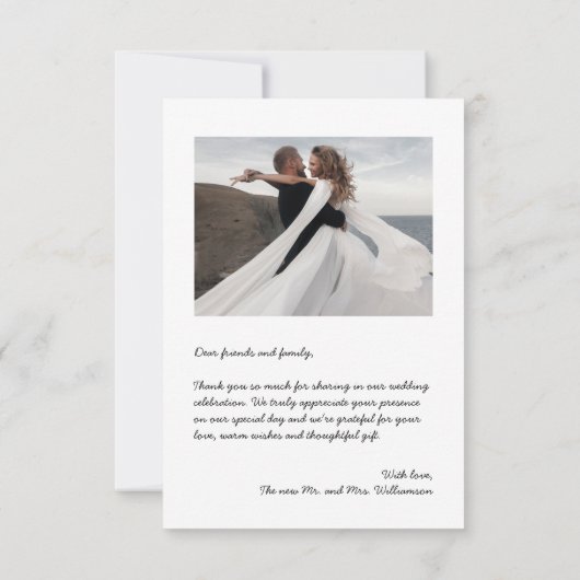 Carte De Remerciements Simple petit Mariage photo (Dos)