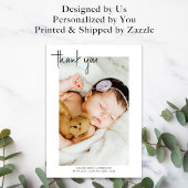 Carte De Remerciements Simple Photo avec lettre manuscrite Nouveau-Né