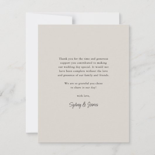 Carte De Remerciements Simple photo de mariage Élégant Amour et Remerciem (Dos)