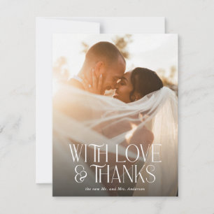 Carte De Remerciements Simple photo de mariage Élégant Amour et Remerciem