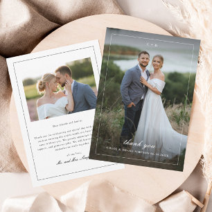 Carte De Remerciements Simple Photo de Mariage en Portrait Plein Cadre