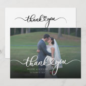 Carte De Remerciements Simple Photo de mariage moderne (Devant / Derrière)