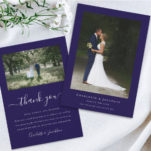 Carte De Remerciements Simple Photo de Mariage Moderne