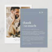 Carte De Remerciements Simple Photo Dusty Blue Monogram Mariage (Devant / Derrière)