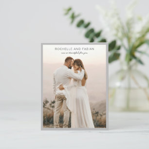 Carte De Remerciements Simple Photo Gris Mariage Élégant