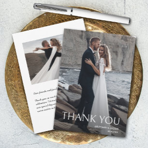Carte De Remerciements Simple Photo Mariage
