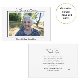 Carte De Remerciements Simple Photo Mémorial Catholique Romain