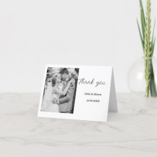 Carte De Remerciements Simple photo minimaliste élégant mariage moderne
