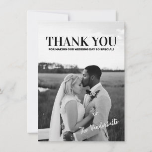 Carte De Remerciements Simple photo minimaliste moderne Mariage