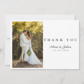 Carte De Remerciements Simple Photo Moderne Mariage W Note Paysage (Devant)