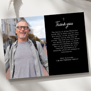 Carte De Remerciements Simple photo personnalisée Message funéraire