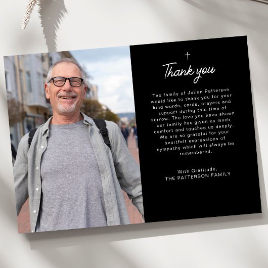 Carte De Remerciements Simple photo personnalisée Message funéraire