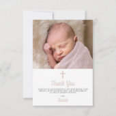 Carte De Remerciements Simple Pink Girl Baptism Christening Photo (Devant)