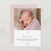 Carte De Remerciements Simple Pink Girl Baptism Christening Photo (Devant / Derrière)