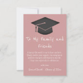 Carte De Remerciements Simple Pink Handwriting Cap Tassel Graduation   (Devant)